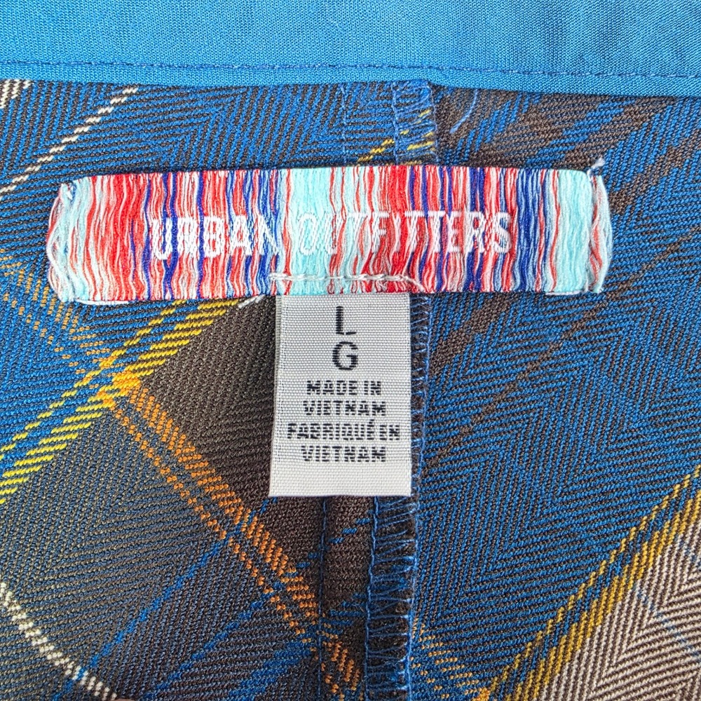 Y2K Urban Outfitters Blue Plaid Maxi Skirt A-Line Bias Cut Large Academia Preppy - Picture 7 of 10